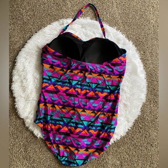 Sea by Monif C. One Piece Swimsuit Cutout Front Multicolored New Womens Size 24W - Picture 2 of 10